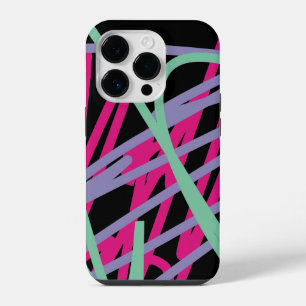 Coque Pour iPhone 14 Plus Motif festif multicolore années 80 Rose violet sar