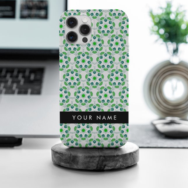 Coque iPhone Motif feuille, Feuilles verts, votre nom (Créateur téléchargé)