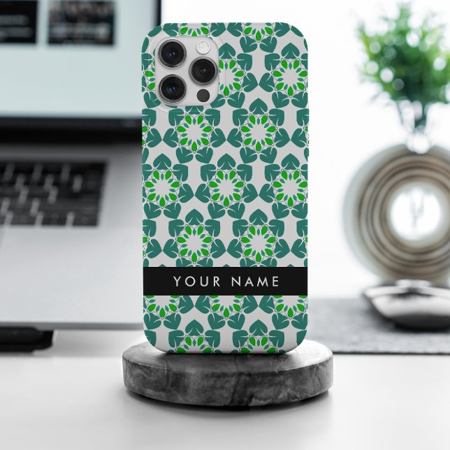 Coque iPhone Motif feuille, Feuilles verts, votre nom (Créateur téléchargé)