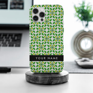Coque iPhone 15 Pro Max Motif feuille, Feuilles verts, votre nom