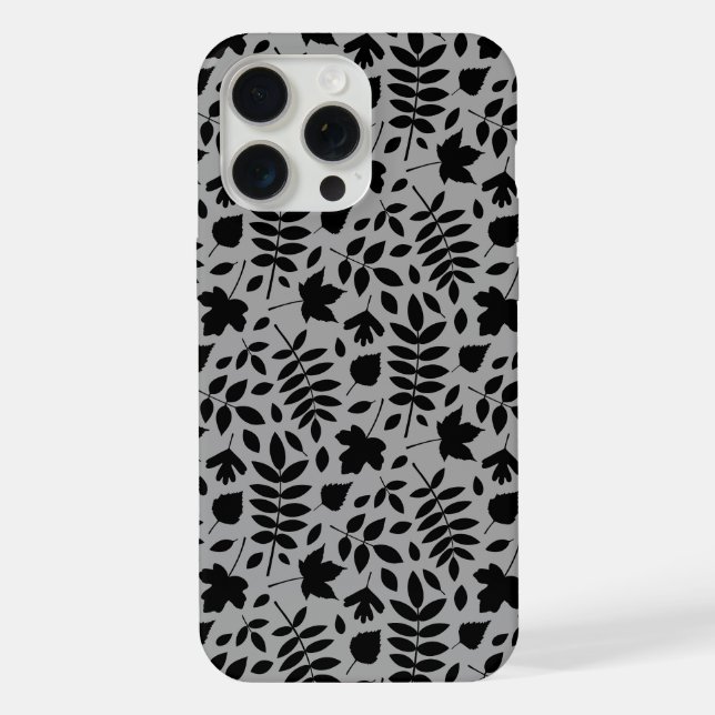 Coque iPhone Motif Feuille tombé noir sur gris (Verso)