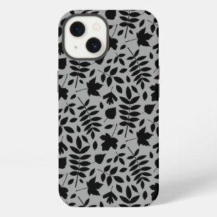 Etui iPhone 13 Motif Feuille tombé noir sur gris