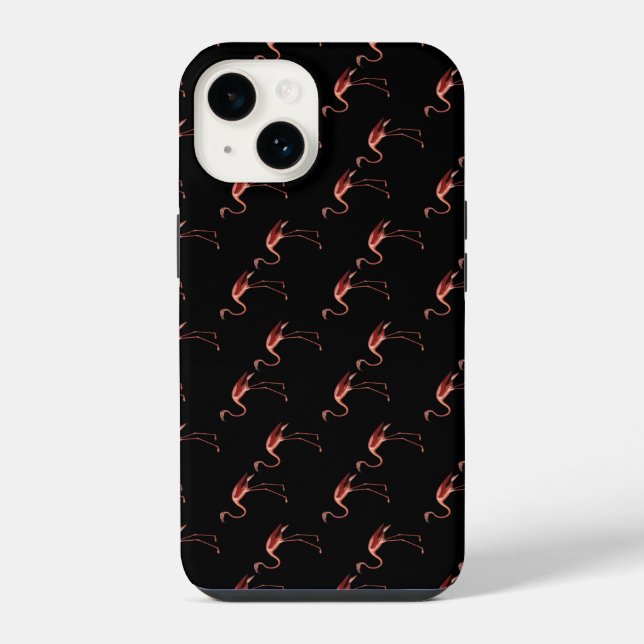 Coque iPhone motif flamant noir (Verso)