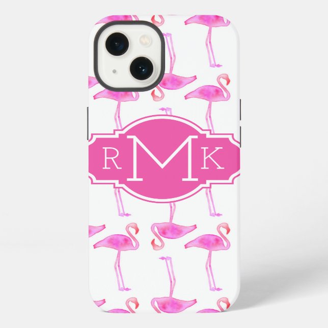Coque iPhone Motif Flamant Rose | Monogramme (Verso)