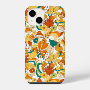 Coque Pour iPhone 14 Motif Fleur Champignon Rétro Groovy
