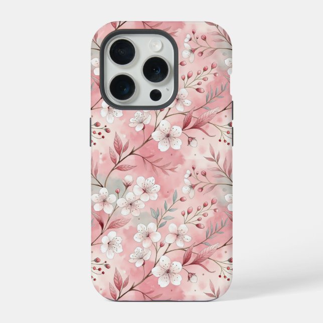 Coque iPhone Motif Fleur de Sakura Rose  (Verso)