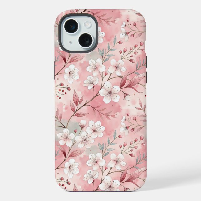 Coque iPhone Motif Fleur de Sakura Rose  (Verso)