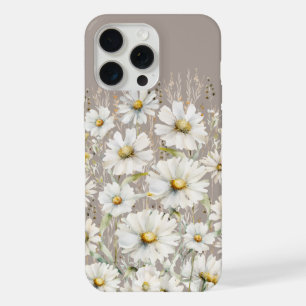Coque iPhone 15 Pro Max Motif Fleur Sauvage sur Beige
