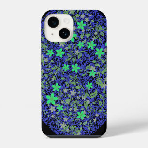 Coque Pour iPhone 14 Motif fleurs 08.b Fond noir