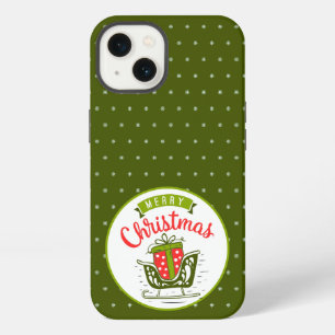 Etui iPhone 13 Motif flocon de neige rouge vert Joyeux Noël Chari