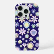 Motif floral à fond bleu