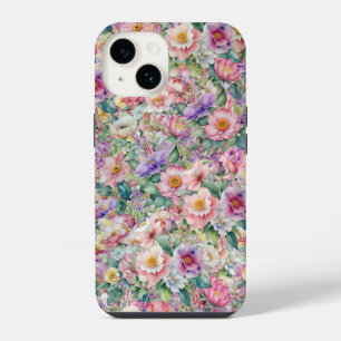 Coque Pour iPhone 14 Motif floral à l'aquarelle, fond floral