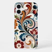 Motif floral à tourbillons botaniques vintage
