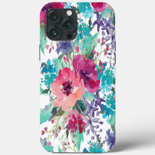 Etui iPhone 13 Pro Max Motif floral aquarelle coloré