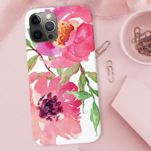 Coque iPhone 12 Pro Motif floral aquarelle rose girly élégant