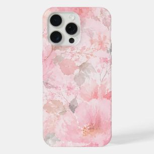 Coque iPhone 15 Pro Max Motif floral aquarelle rose poudré