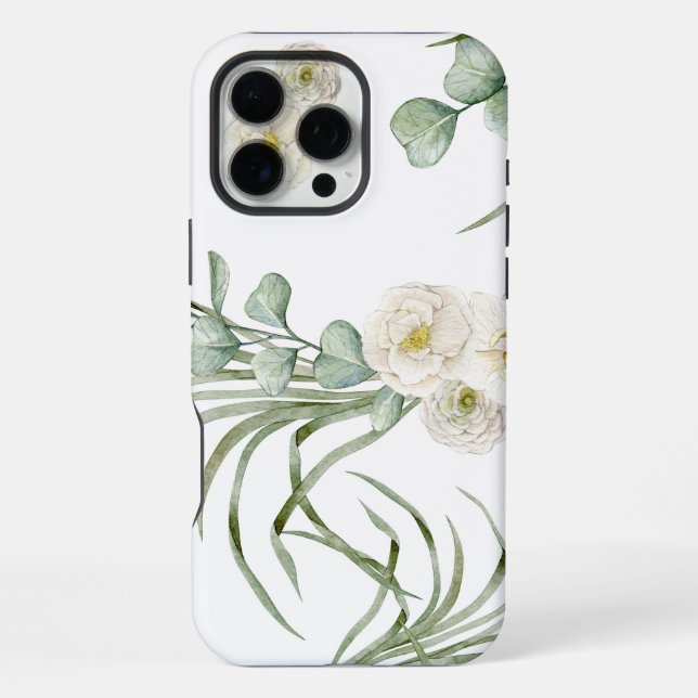Coque iPhone Motif floral aquarelle sans couture (Verso)