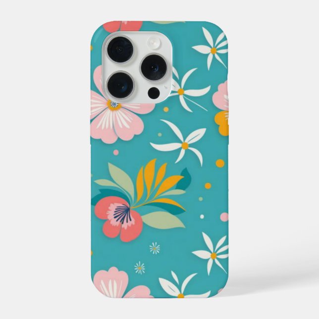 Coque iPhone Motif floral aux couleurs pastel (Verso)