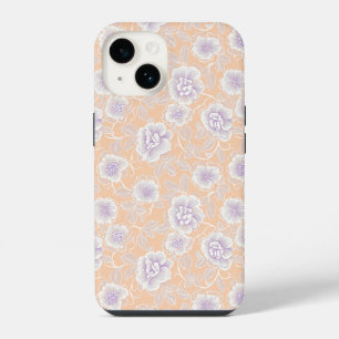 Coque Pour iPhone 14 Motif floral aux couleurs pêche et lavande
