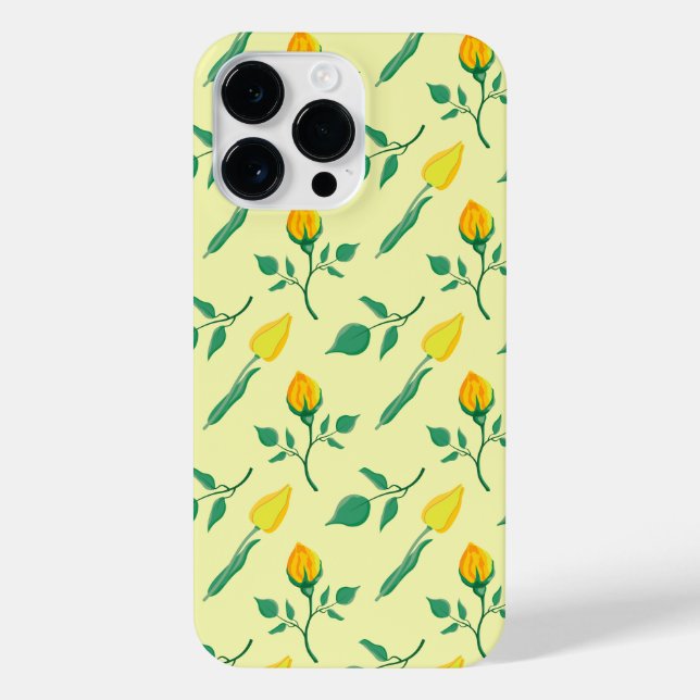 Coque iPhone Motif floral avec rose jaune et fleurs de tulipe (Verso)