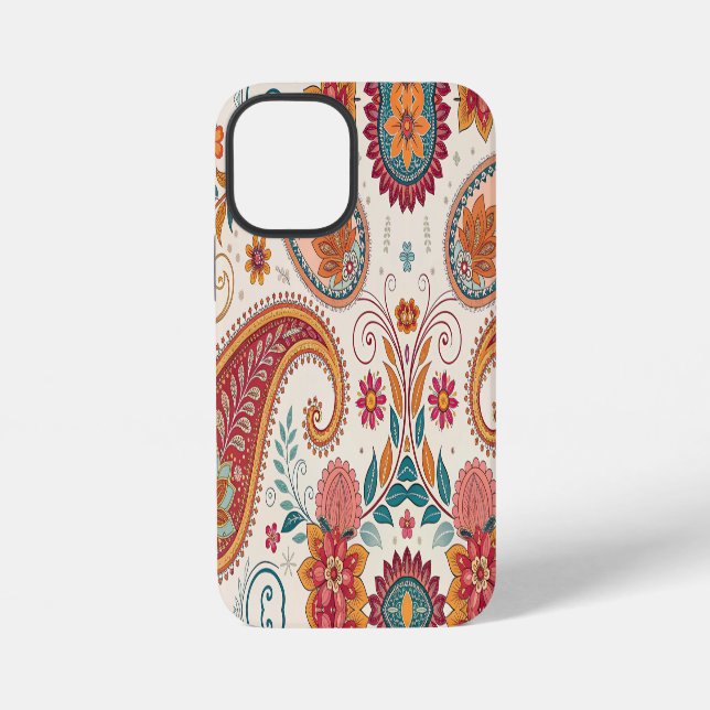 Coque iPhone Motif floral blanc paisley boho vibrant  (Verso)