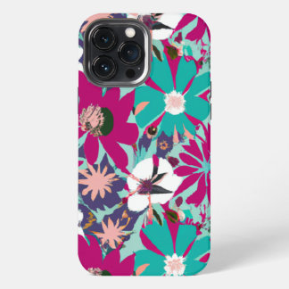 Etui iPhone 13 Pro Max Motif floral bleu et violet