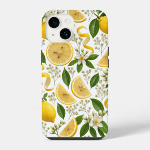 Coque Pour iPhone 14 Motif floral botanique et citron pressé réaliste