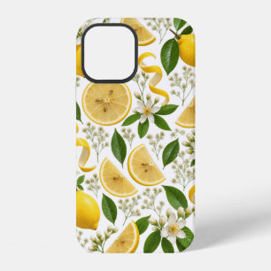 Coque iPhone 12 Motif floral botanique et citron pressé réaliste