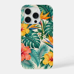 Coque iPhone 15 Pro Motif floral botanique Paradis tropical