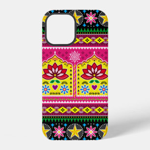 Coque iPhone 12 motif floral d'art folklorique indien sans couture