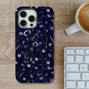 Coque iPhone 16 Pro Max Motif floral de fleurs sauvages jolies bleu violet