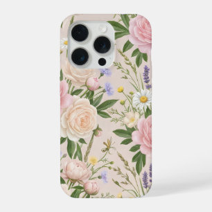 Coque iPhone 15 Pro Motif floral de jardin de roses aux teintes romant