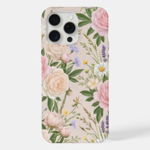Coque iPhone 15 Pro Max Motif floral de jardin de roses aux teintes romant