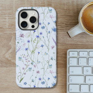 Coque iPhone 15 Pro Max Motif floral de jolie fleur sauvage bleu violet