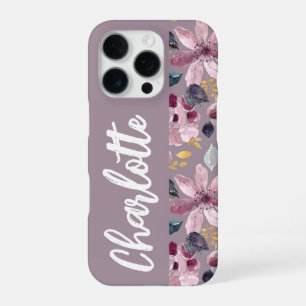 Coque iPhone 16 Pro Motif floral de lilas monogramme