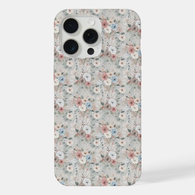 Coque iPhone Motif floral d'hiver confortable (Verso)