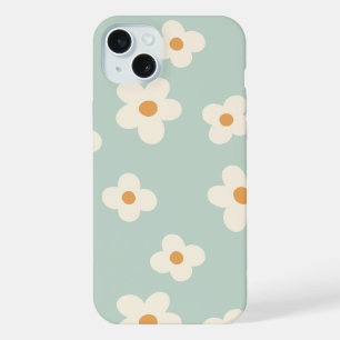 Coque iPhone 15 Plus Motif floral fleur de marguerite vert couleurs pas