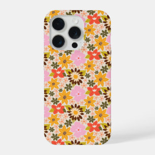 Coque iPhone 15 Pro Motif floral fleuri rétro démodé