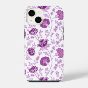 Coque Pour iPhone 14 Motif floral jacobéen grand motif rose sur fond bl