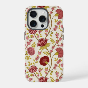 Coque iPhone 15 Pro Motif floral jacobeen grande taille rouges roses o