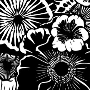 Coque iPhone 15 Pro Motif floral noir et blanc, esthétique botanique a