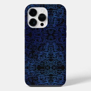 Coque Pour Pour iPhone 14 Pro Max Motif floral noir et bleu à l'esthétique unique