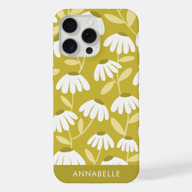 Coque iPhone Motif floral nom monogramme bas en or foncé (Verso)