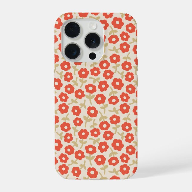 Coque iPhone Motif floral petit pois rouge rétro (Verso)