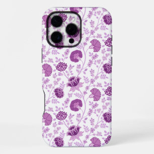 Coque iPhone 16 Pro Max Motif floral répétitif jacobéen roses sur fond bla