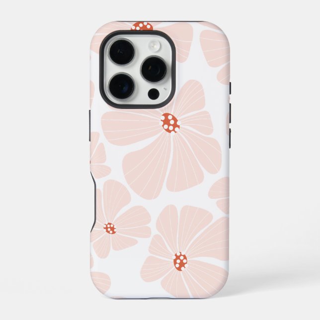 Coque iPhone Motif floral rétro abstrait sans couture (Verso)