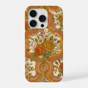 Coque iPhone 15 Pro Motif floral rétro vintage des années 70   Botaniq