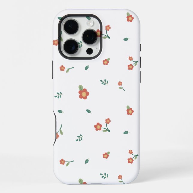 Coque iPhone Motif floral rouge Ditsy transparent sans couture  (Verso)