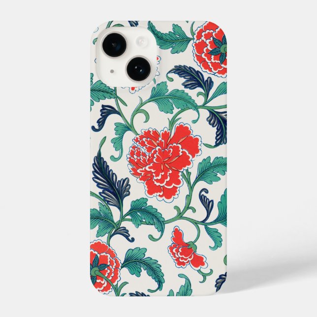 Coque iPhone Motif floral rouge et vert (Verso)