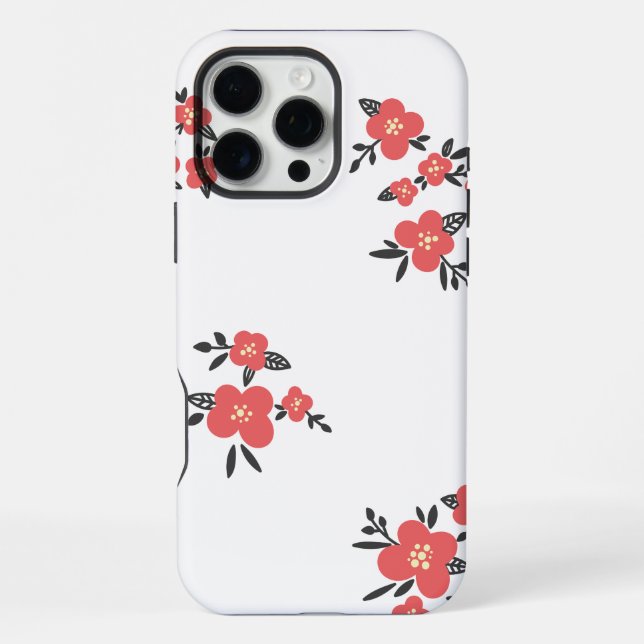 Coque iPhone Motif floral rouge fleuri en fleurs  (Verso)